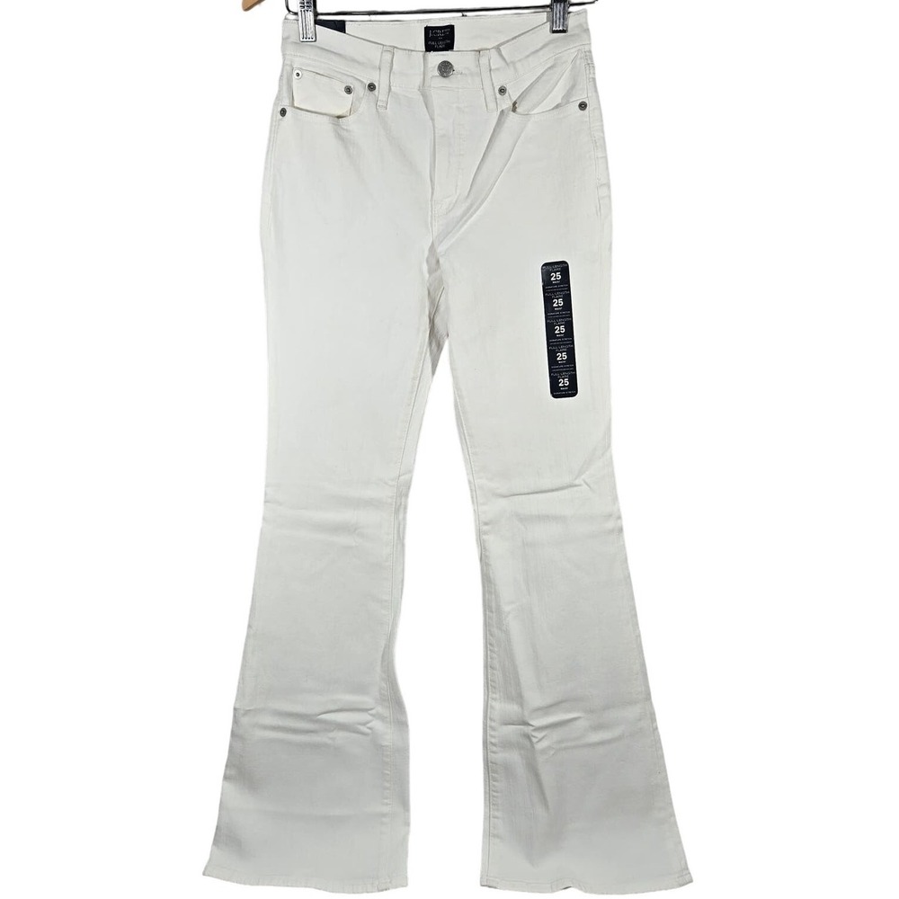 J Crew Full Length Flare Jeans White Signature Stretch Size 25